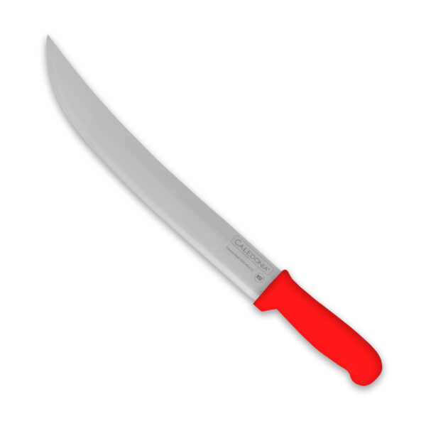 CUCHILLO BISTECERO CURVO 12" MANGO ROJO