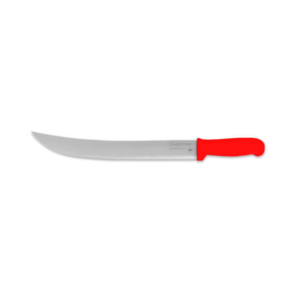CUCHILLO BISTECERO CURVO 14" MANGO ROJO
