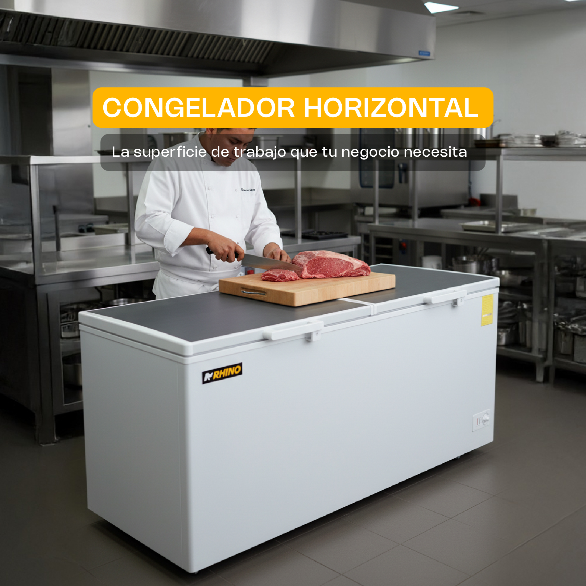 CONGELADOR HORIZONTAL TAPA DE COFRE MARCA RHINO MOD. CONGECO-24X