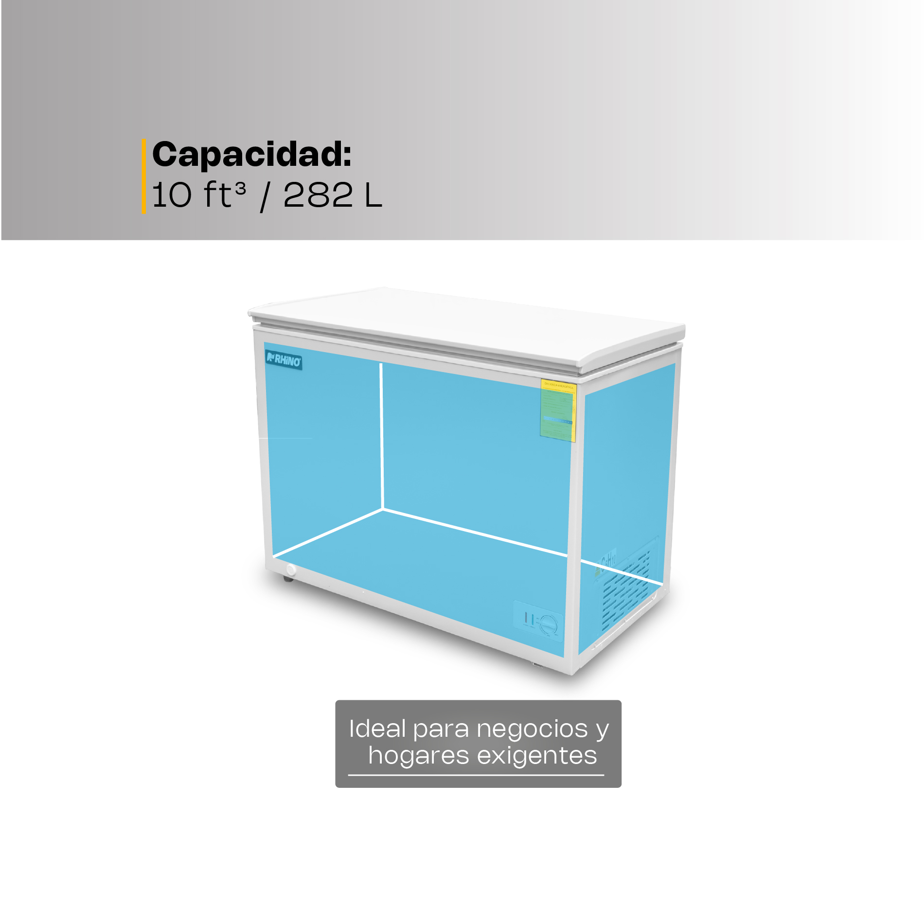 CONGELADOR HORIZONTAL TAPA DE COFRE MARCA RHINO MOD. CONGECO-10