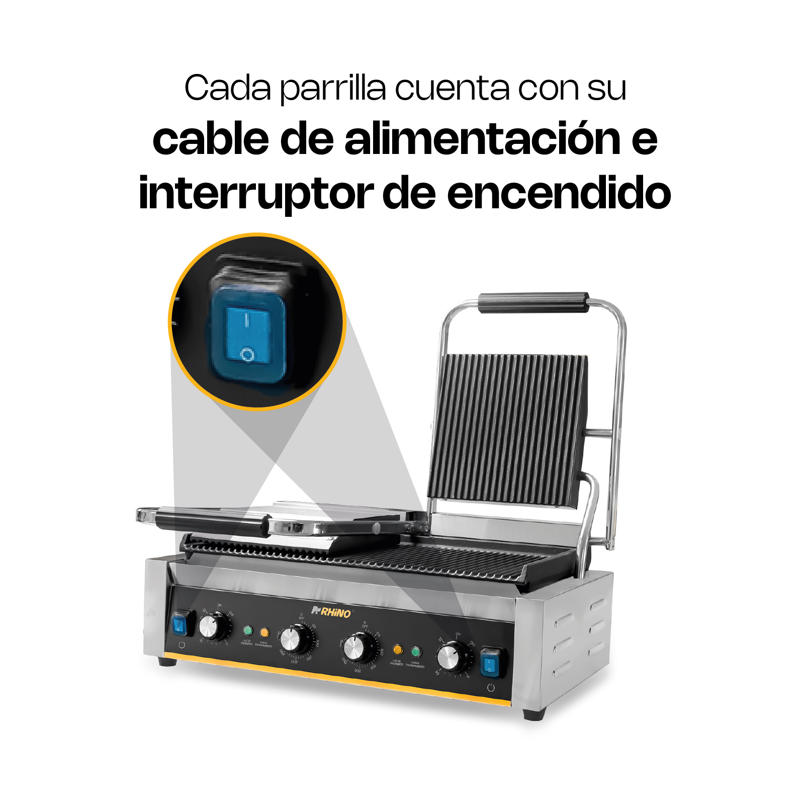 PLANCHA PANINI DOBLE MARCA RHINO MOD. PLANPA 3600