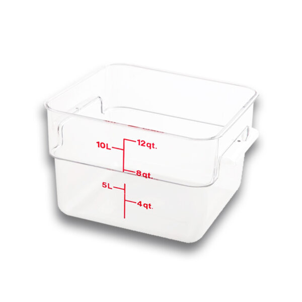 RECIPIENTE DE POLICARBONATO GRADADUADO CUADRADRO, CAPACIDAD DE 12 QT