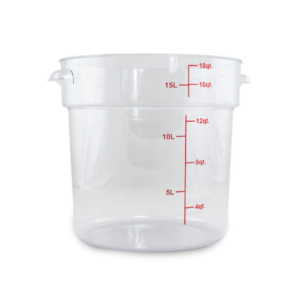 RECIPIENTE DE POLICARBONATO GRADADUADO REDONDO, CAPACIDAD DE 18 QT