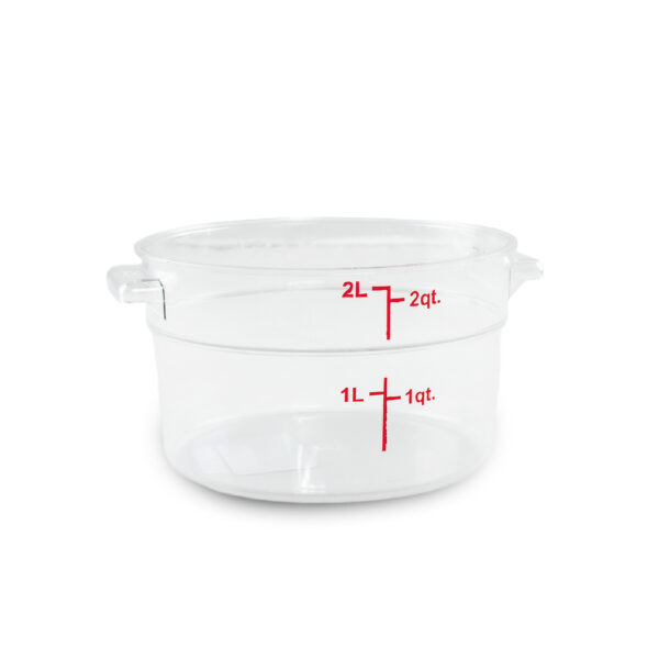 RECIPIENTE DE POLICARBONATO GRADADUADO REDONDO, CAPACIDAD DE 2 QT