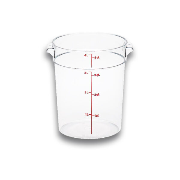 RECIPIENTE DE POLICARBONATO GRADADUADO REDONDO, CAPACIDAD DE 4 QT