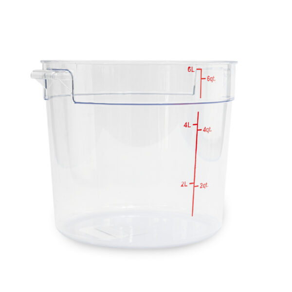 RECIPIENTE DE POLICARBONATO GRADADUADO REDONDO, CAPACIDAD DE 6 QT