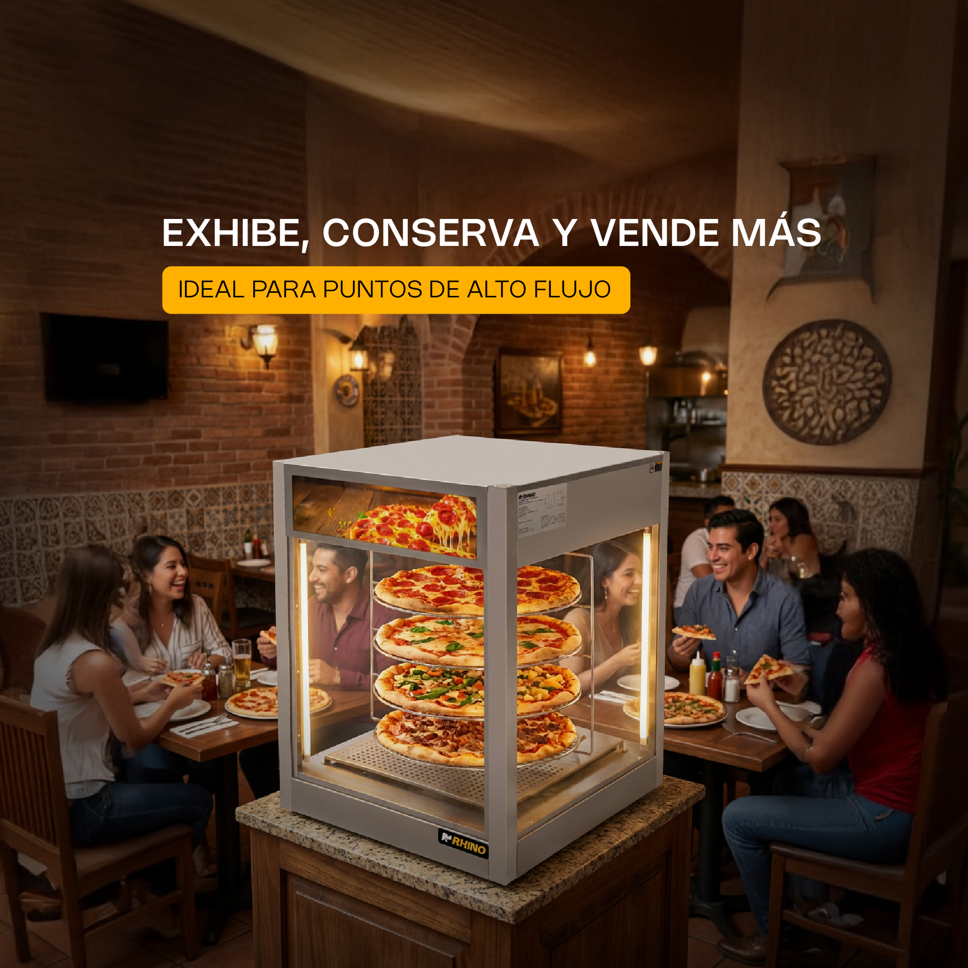VITRINA CALENTADORA DE PIZZA MARCA RHINO MOD. VICAPI-177L