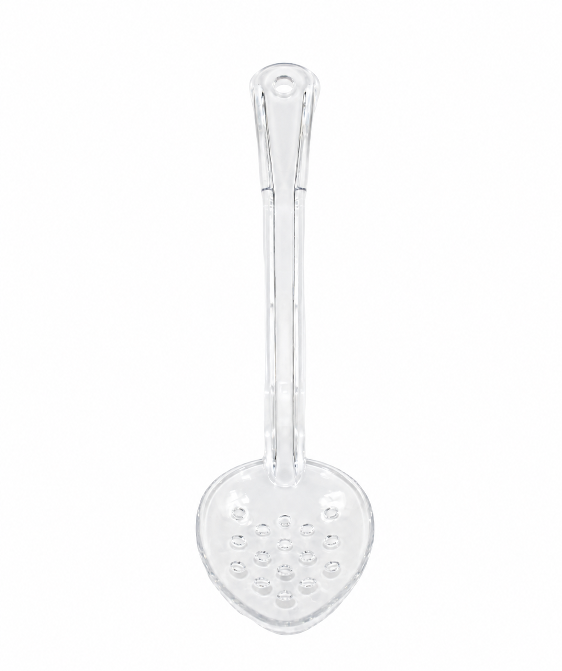 CUCHARA POLICARBONATO 11″ PERFORADA TRANSPARENTE