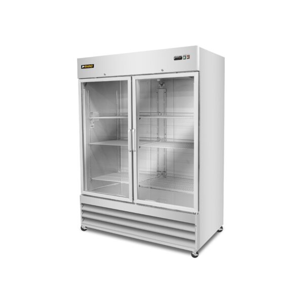 REFRIGERADOR VERTICAL RHINO MOD. REVECRI 47 INOX 2 PUERTAS DE CRISTAL