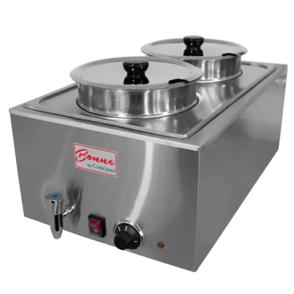 Chafer eléctrico Concasse MCHEL1100L4 de 1200 watts con dos insertos redondos