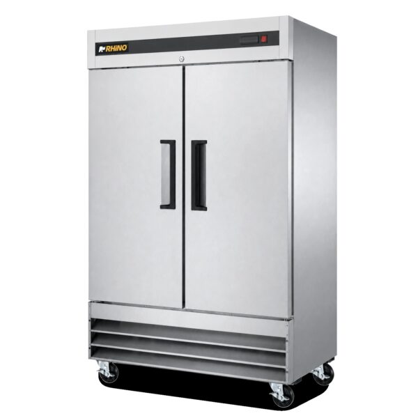 Congelador vertical Rhino CONVESOL-47 de acero inoxidable con dos puertas sólidas