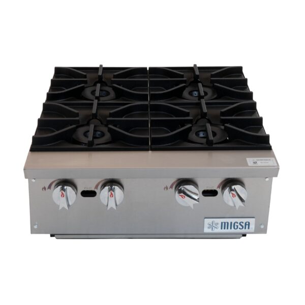 Parrilla Migsa XRB-4-MG de cuatro quemadores, vista frontal