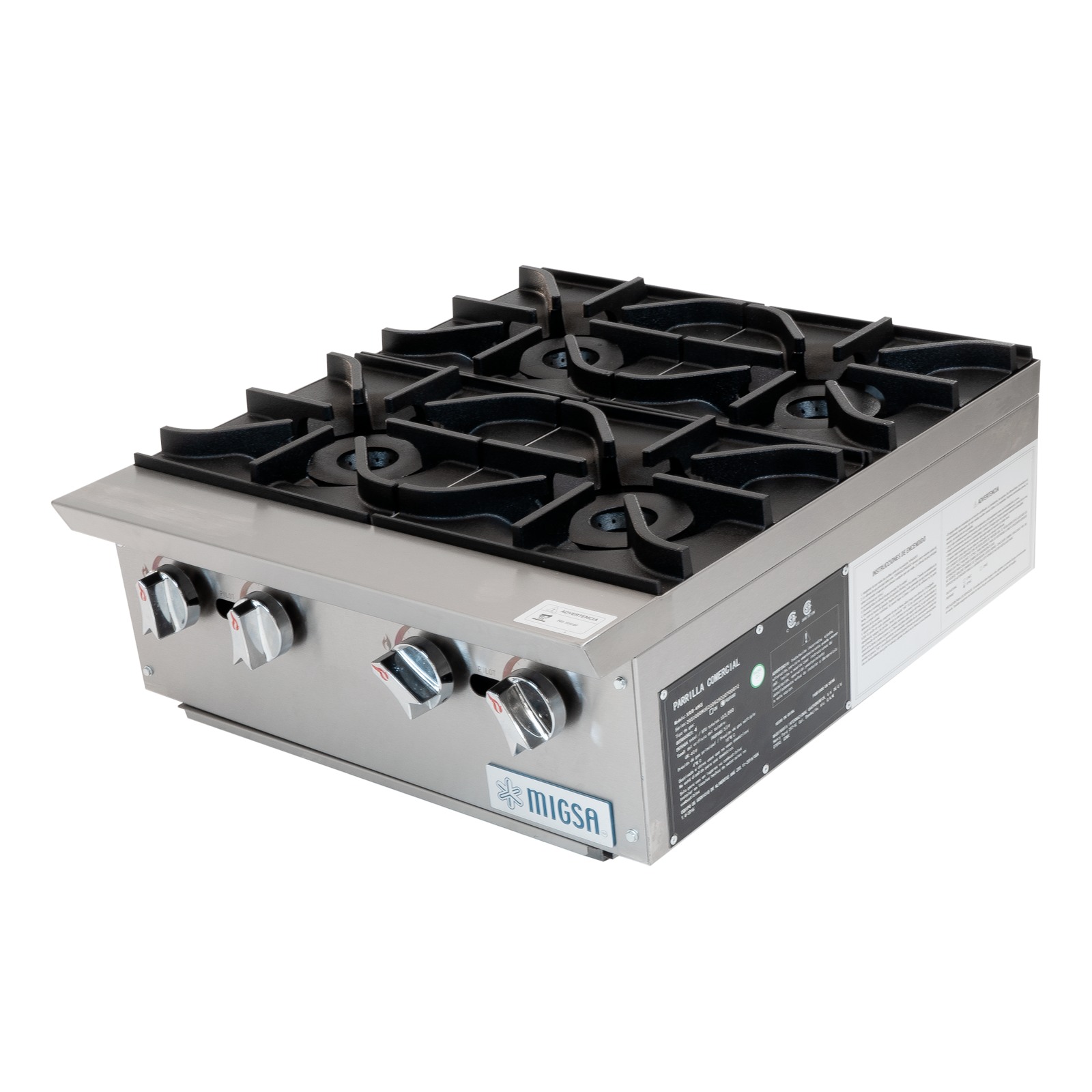 PARRILLA A GAS DE 4 QUEMADORES MARCA MIGSA MOD. XRB 4 MG